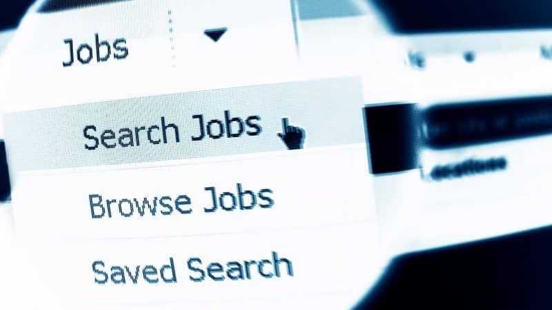 job search screen on a computer