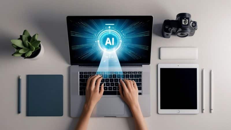 lady on a laptop using ai for work