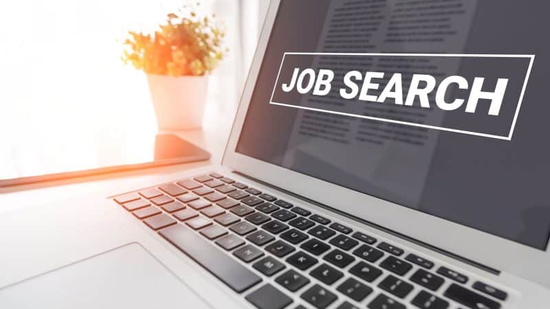 job search on a laptop screen 